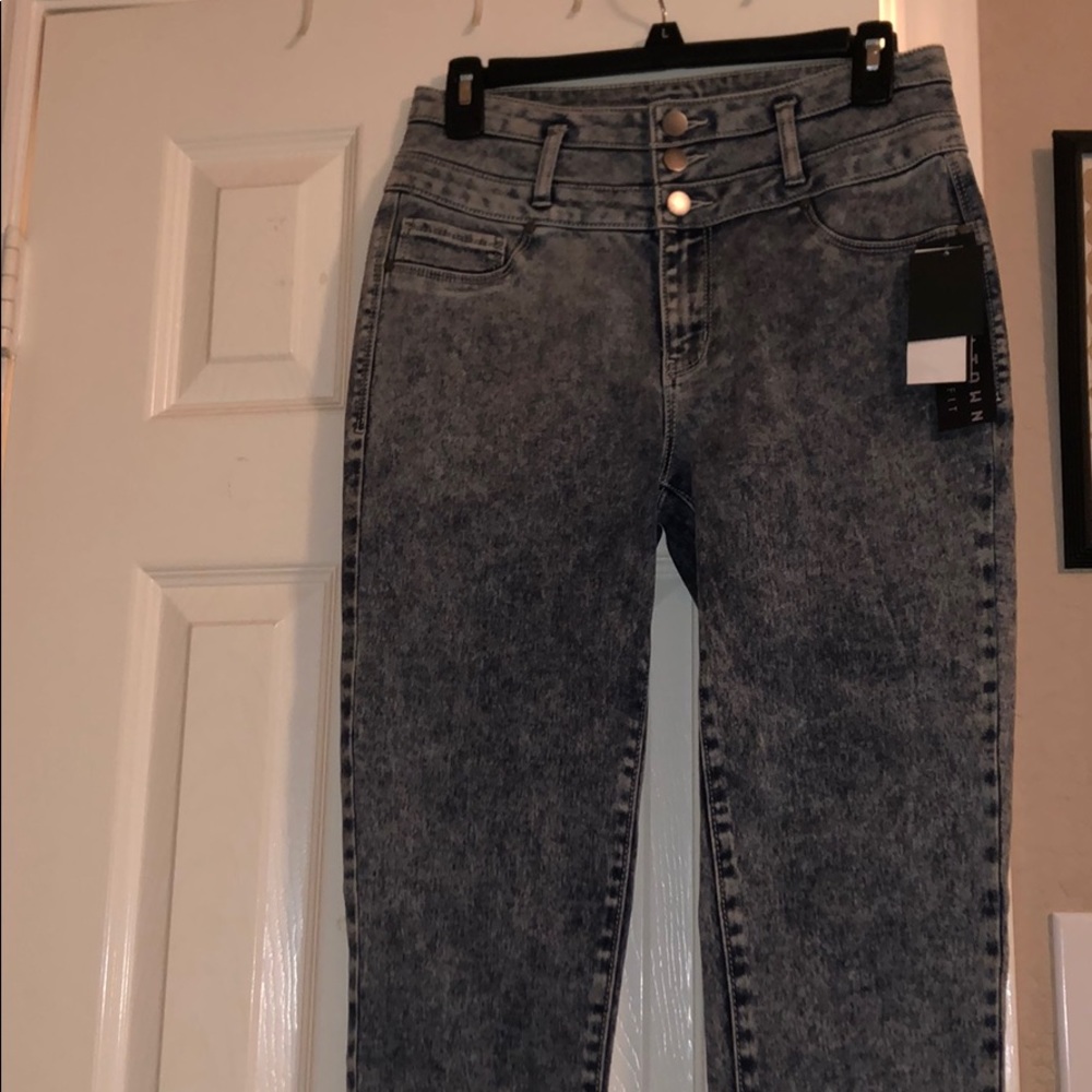 High Waisted Acid Wash Jeans
